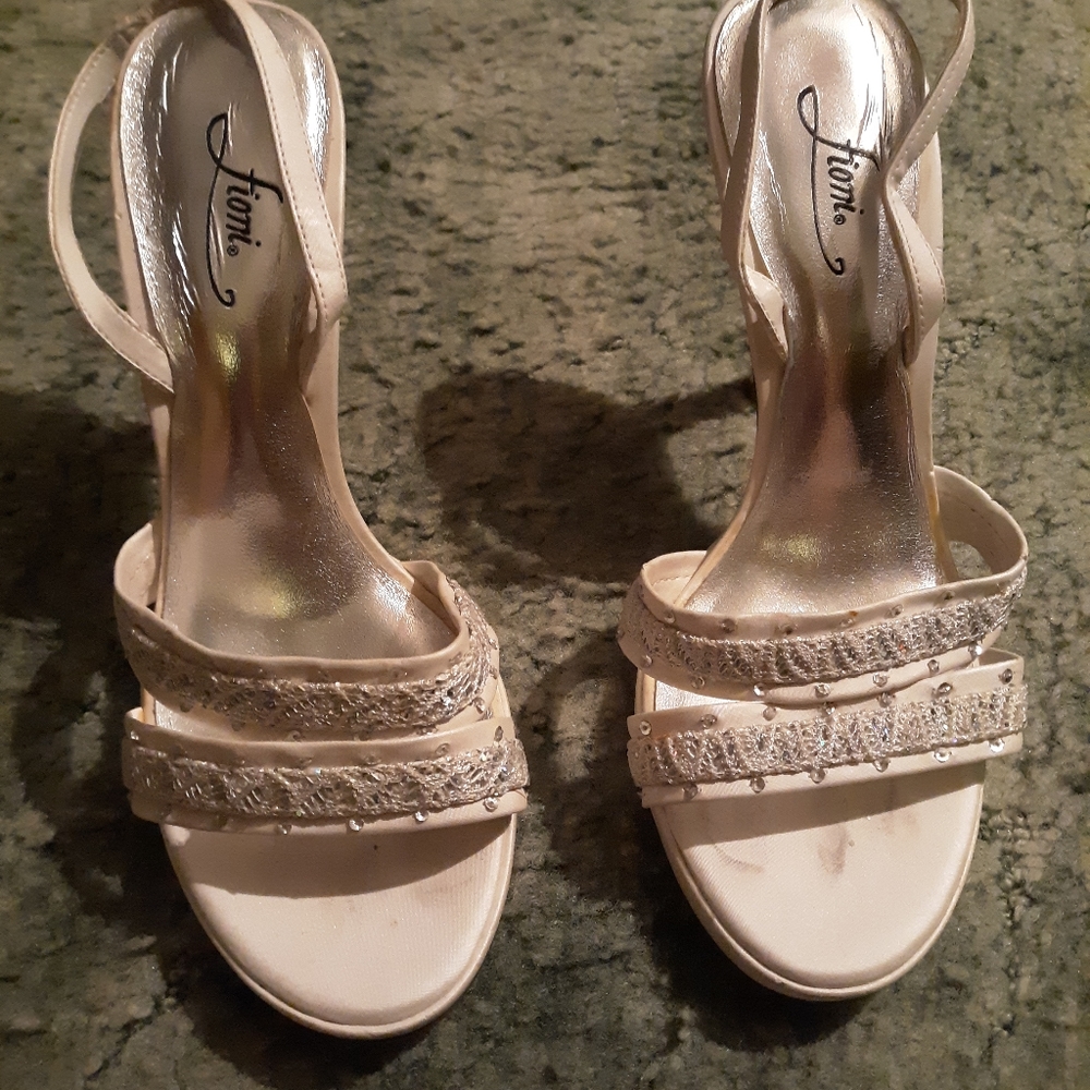 White sparkle high heels